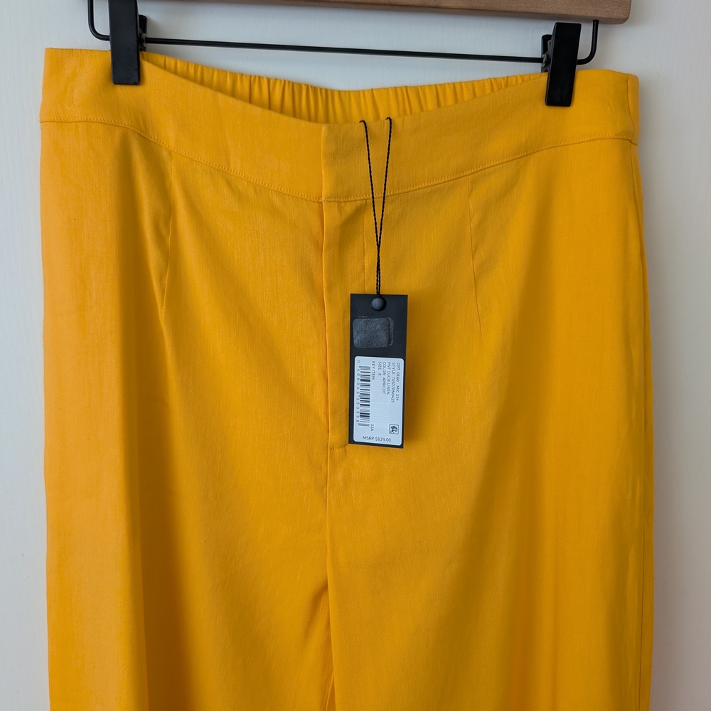 Gianni Bini Womens 8 Lucie Linen Pants Apricot NWT Vacation Resortwear Coastal - Picture 3 of 8